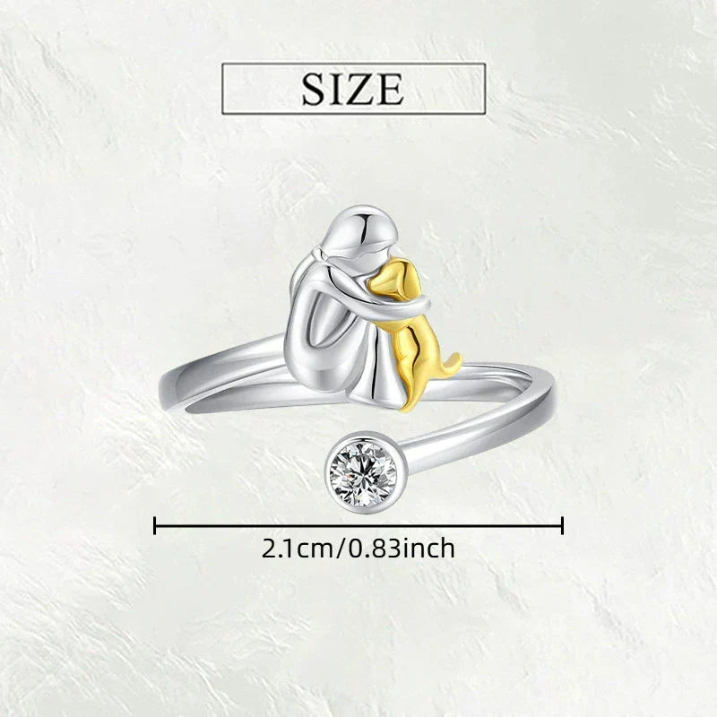 Zachte roségouden ring met schattig hondenmotief