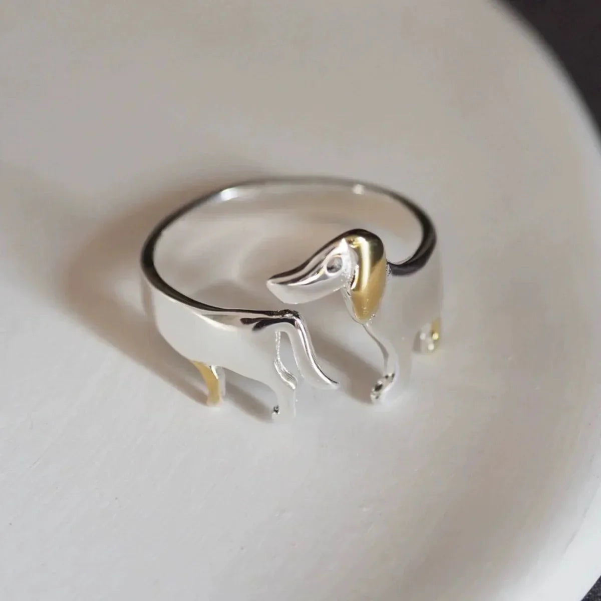 Sterling Zilveren Teckelring – Verstelbare Pasvorm