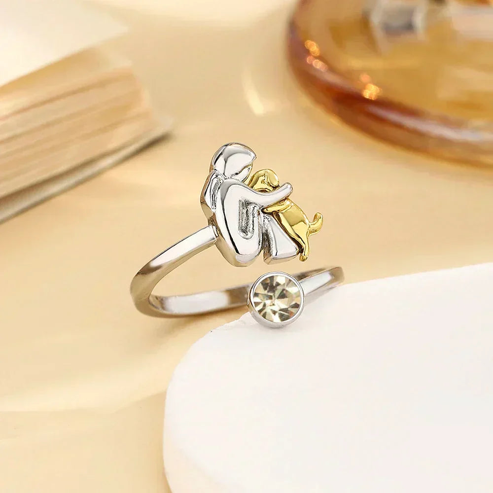 Zachte roségouden ring met schattig hondenmotief