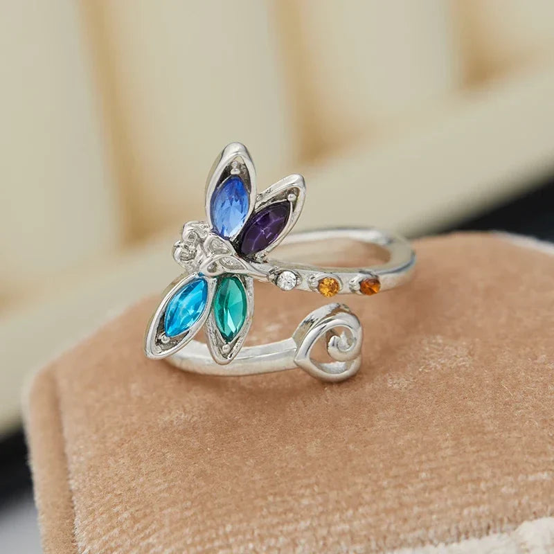 Vintage Libelle Verstelbare Ring