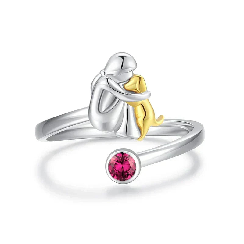 Zachte roségouden ring met schattig hondenmotief