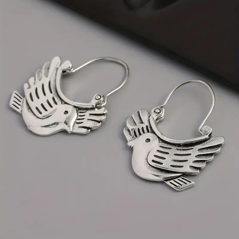 Boho Vogel-Inspiratie Dangle Oorbellen – Zilverkleurig