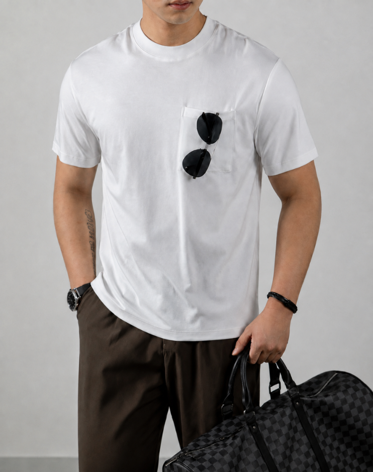 T-Shirt Heren Relaxed Fit Borststak Casual