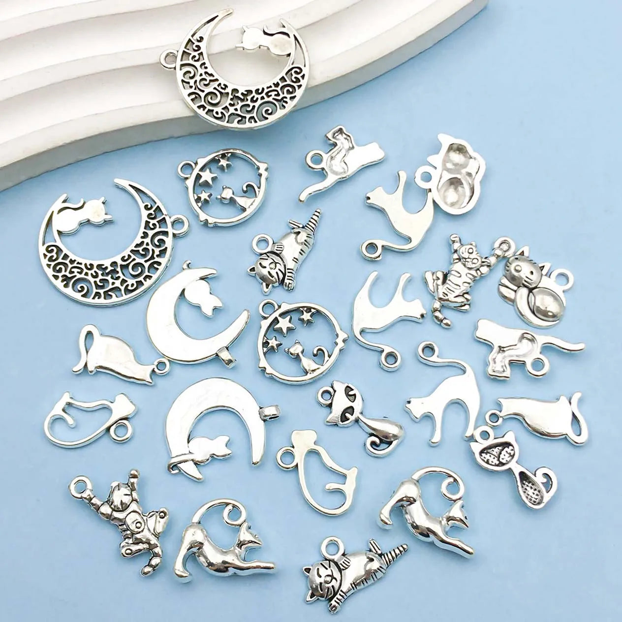 Vintage Zilveren Kat Charms Collectie