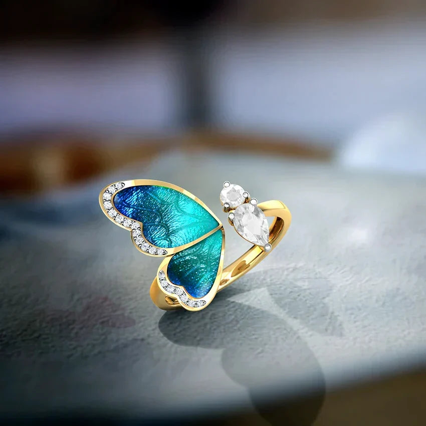 Blauwe Vlinder Dromen Ring
