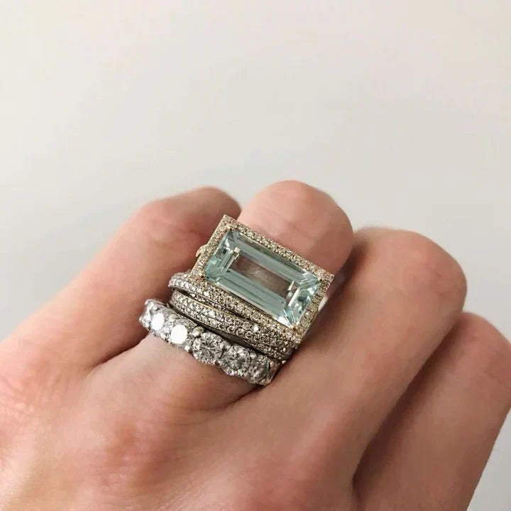 Elegante zilveren ring met turquoise steen