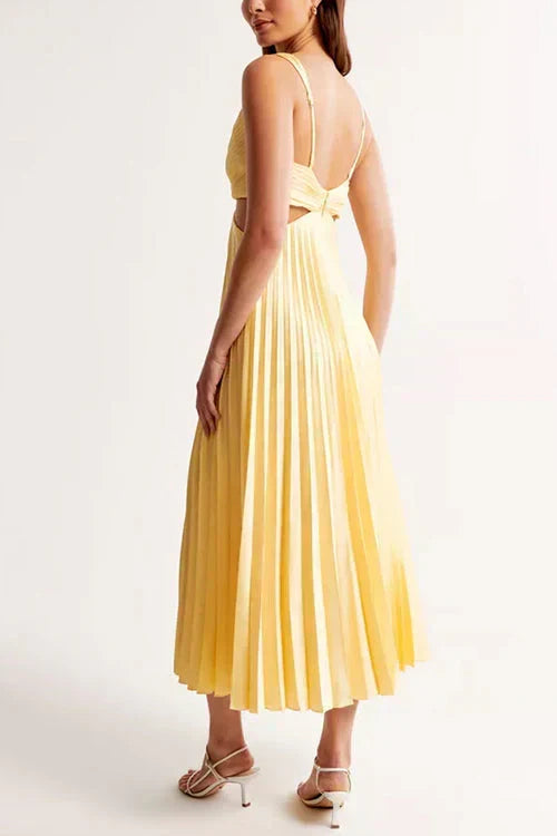 Midi Galajurk Dames Plissé Rok Taille Cutout