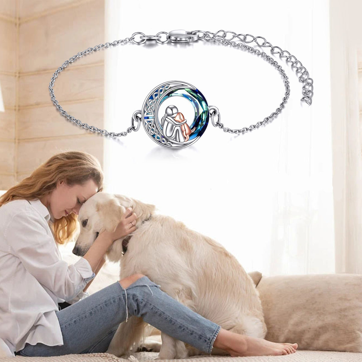 Verstelbare Honden Charms Bracelet van Sterling Zilver