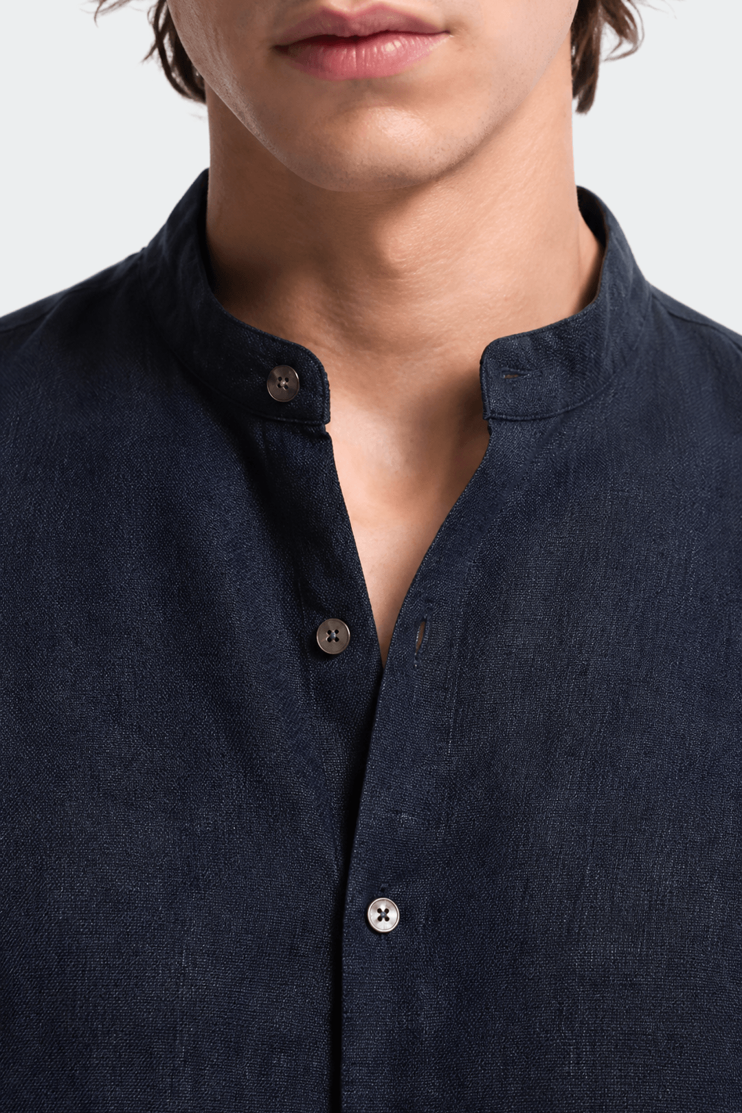 Band Collar Shirt Heren Linnen Casual Zomer