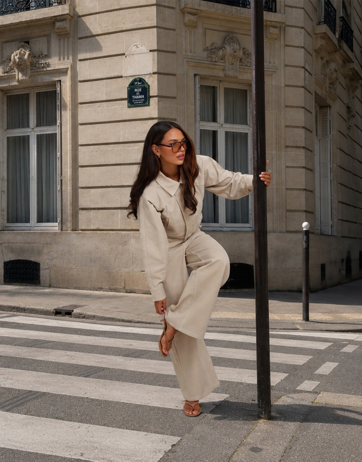 Beige Denim Ballonmouwen Cropped - Jas