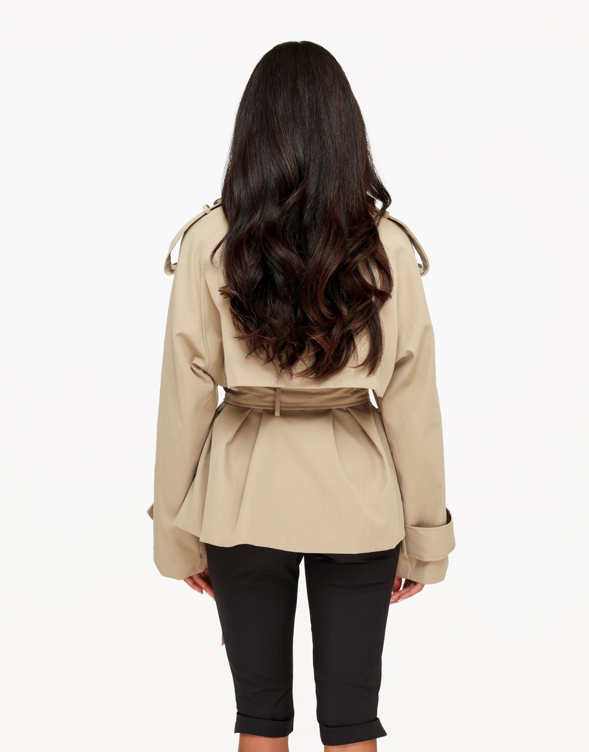 Beige Hoge Kraag Gestrikte Ceintuur Trench - Jas