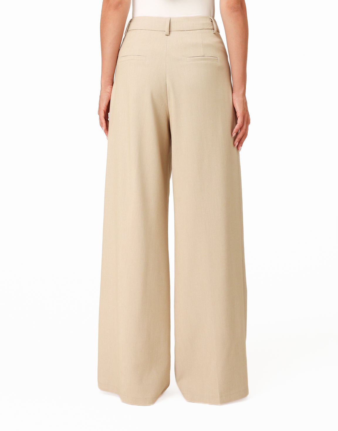 Beige Wijde Studio - Pantalon