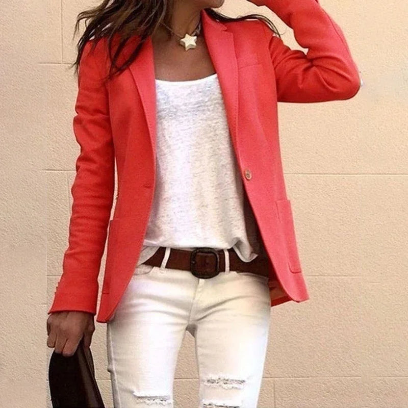 Blazer voor Dames met Klassiek Revers en Functionele Zakken