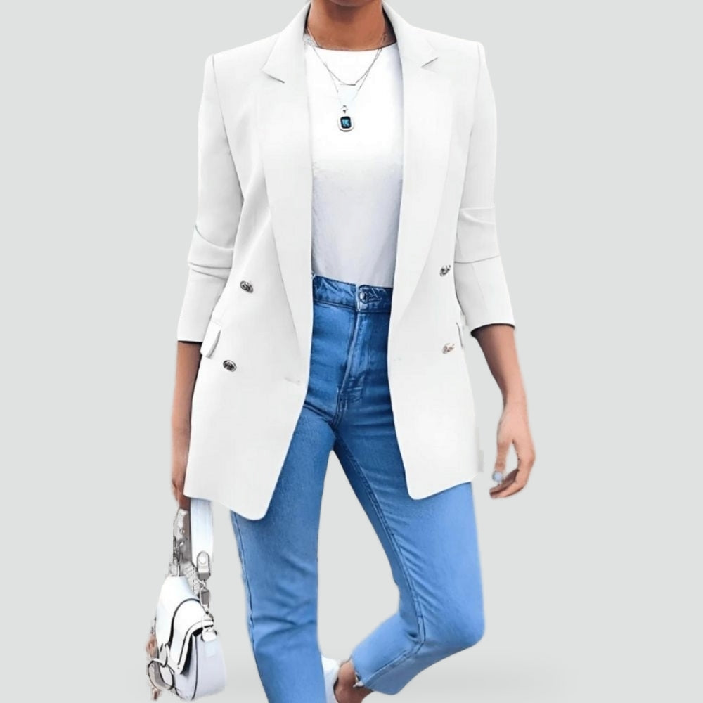 Blazer voor Dames met Knoopsluiting en Middellange Lengte