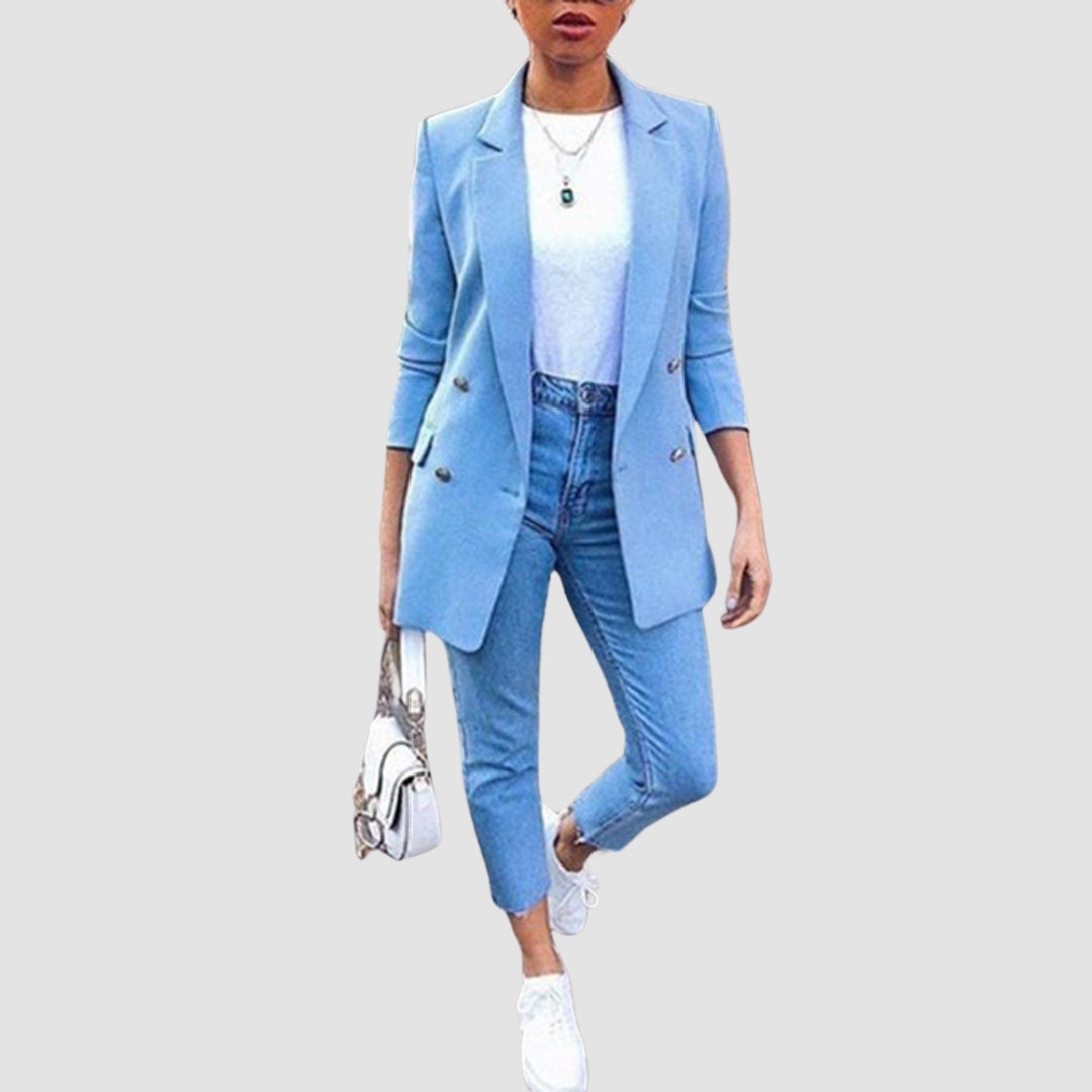 Blazer voor Dames met Knoopsluiting en Middellange Lengte