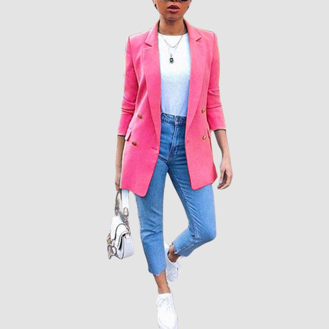 Blazer voor Dames met Knoopsluiting en Middellange Lengte