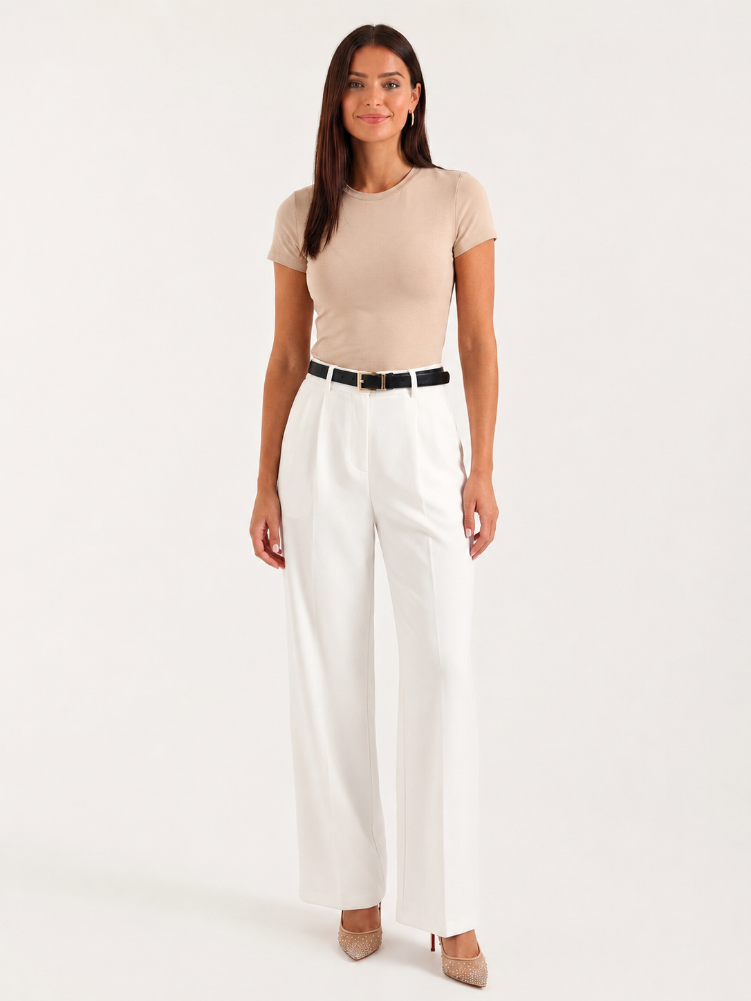 Broek Dames Hoge Taille Wijde Pijpen Casual Formeel