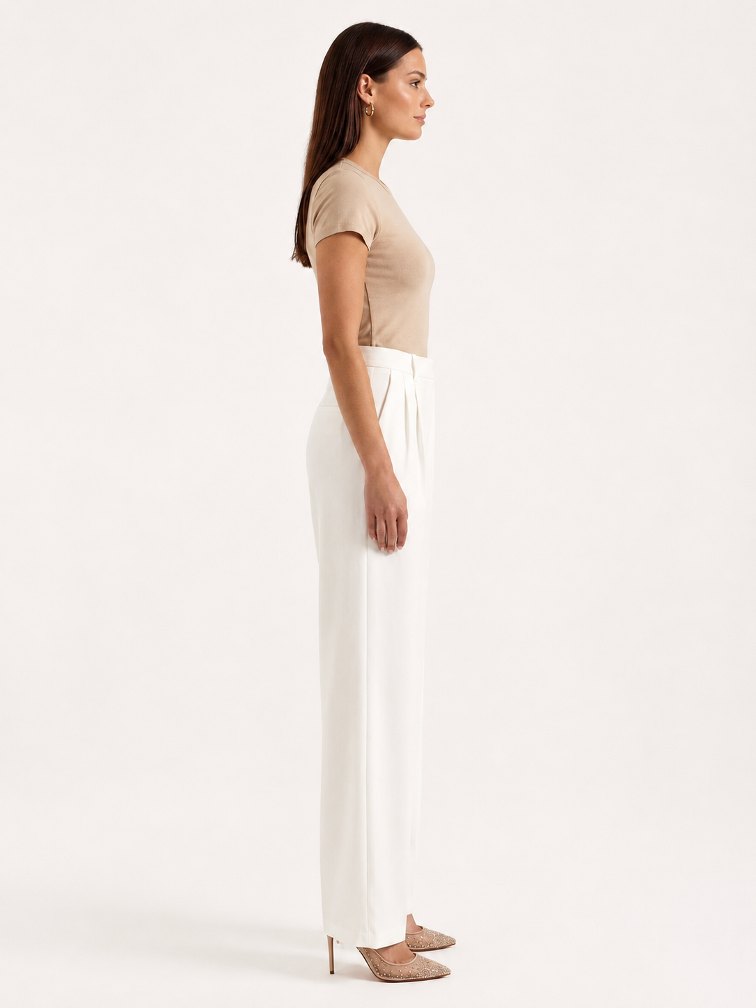 Broek Dames Hoge Taille Wijde Pijpen Casual Formeel