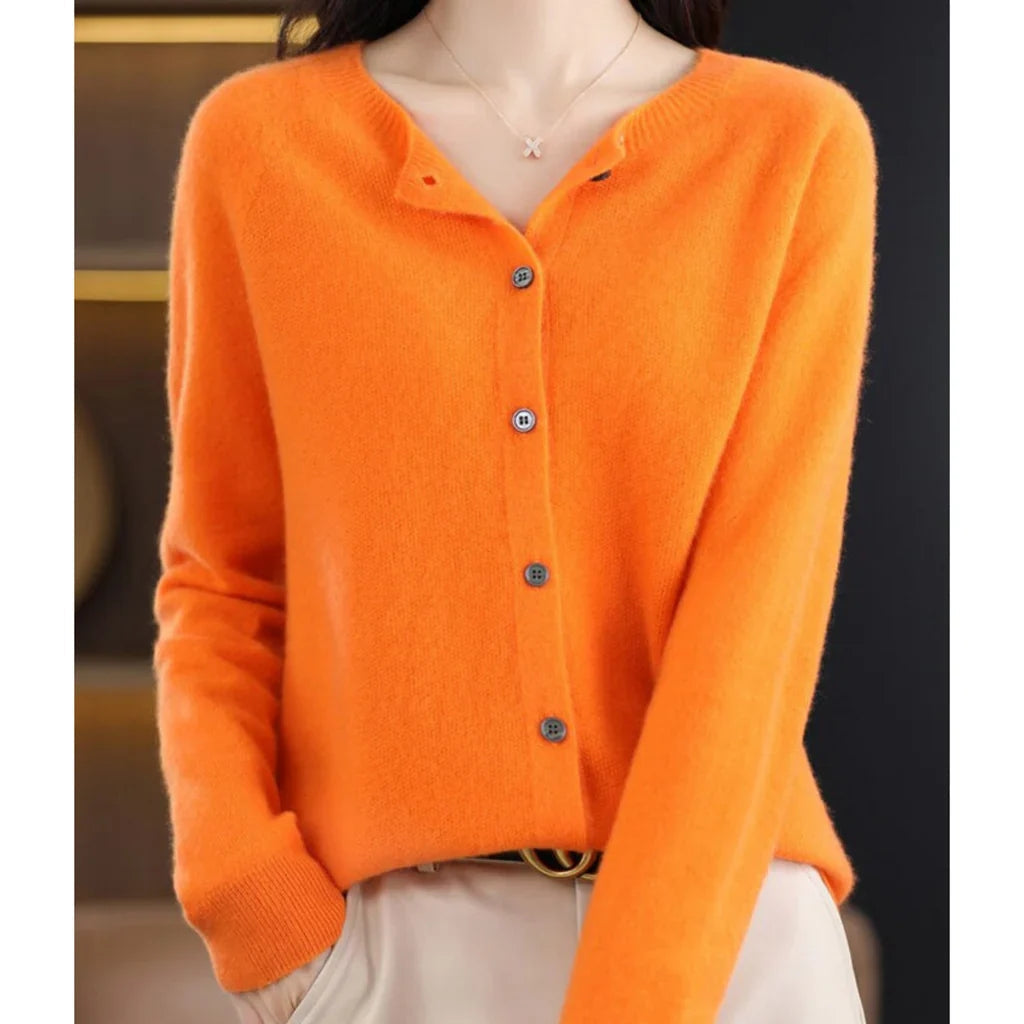 Cardigan voor Dames met Knoopsluiting en Ronde Hals