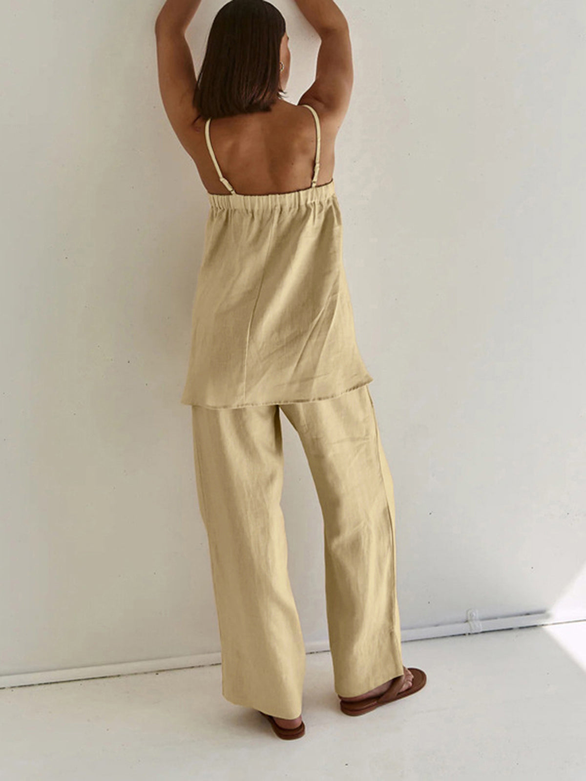 Casual Broek Set Dames Dunne Stof Elastische Taille
