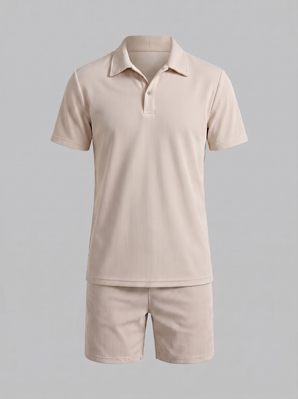 Corduroy Poloshirt en Shorts Set Heren Slim Fit