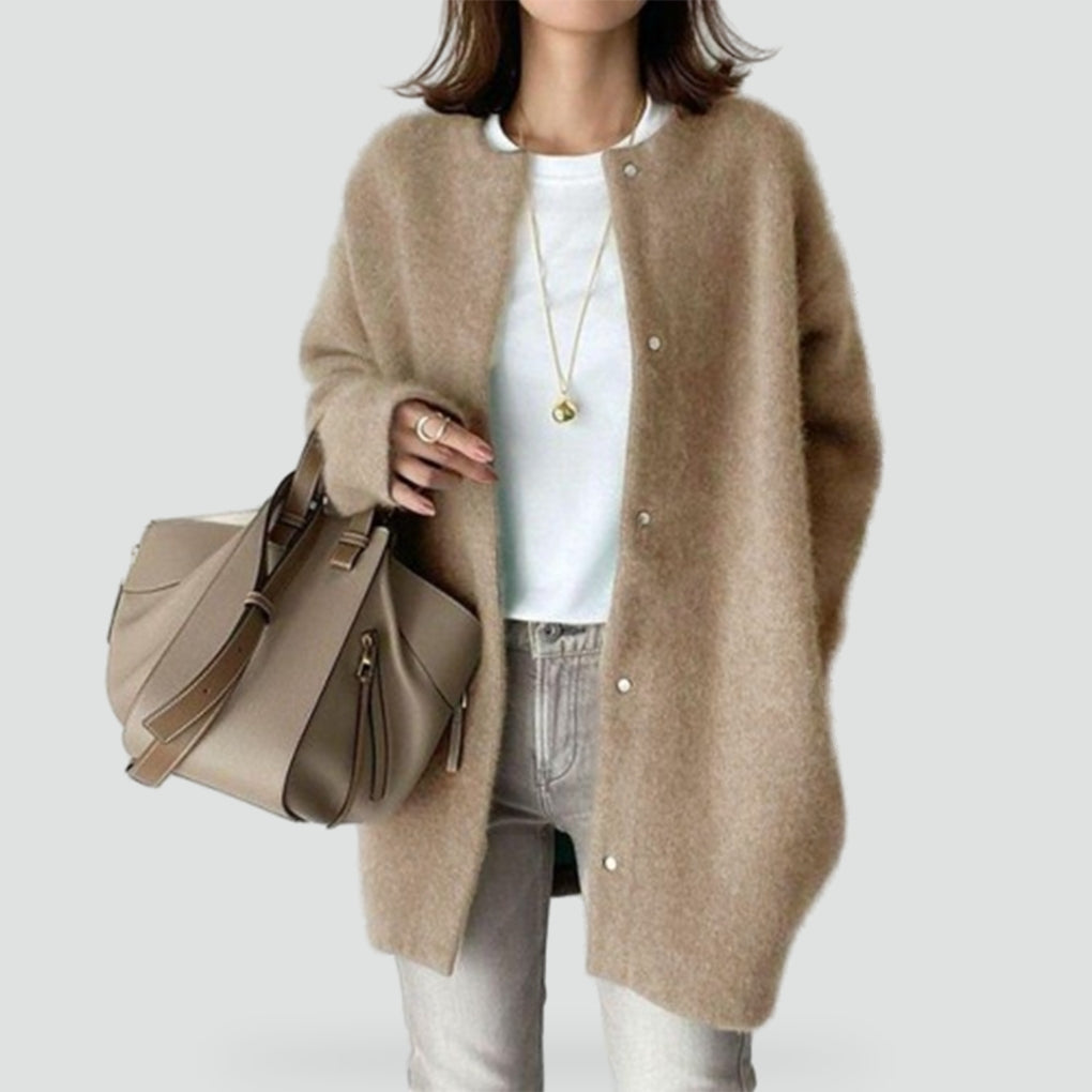 Cardigan voor Dames met Knoopsluiting, Lange Mouwen en Kraag