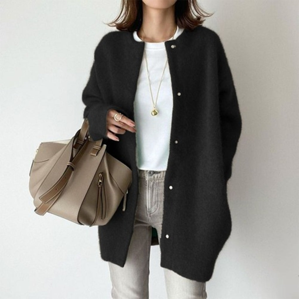 Cardigan voor Dames met Knoopsluiting, Lange Mouwen en Kraag