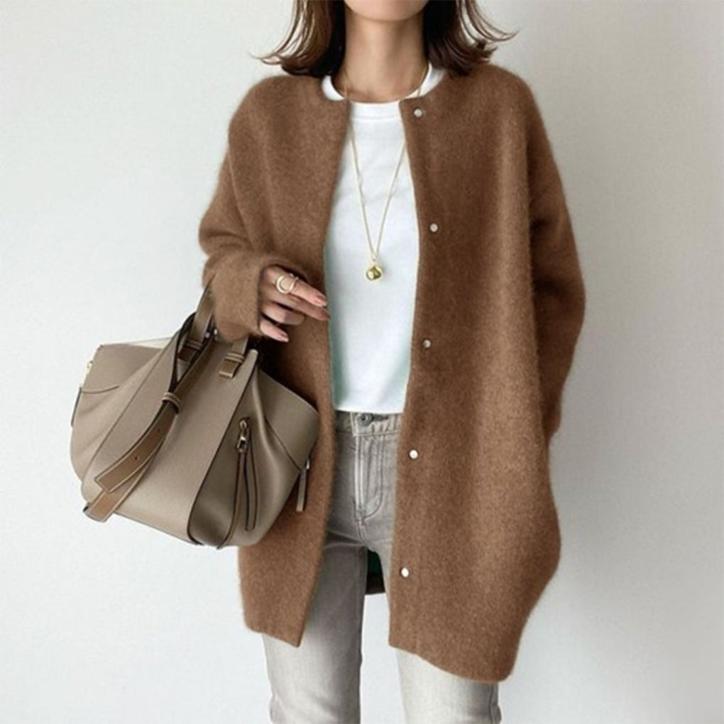 Cardigan voor Dames met Knoopsluiting, Lange Mouwen en Kraag