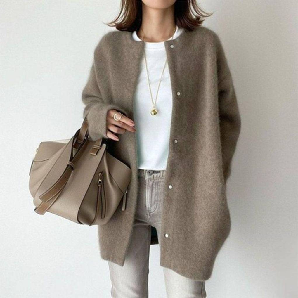 Cardigan voor Dames met Knoopsluiting, Lange Mouwen en Kraag