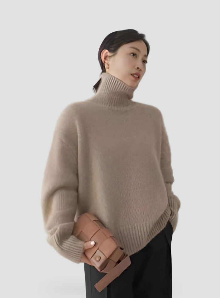 Cozy coltrui voor dames met oversized pasvorm en kaki kleur