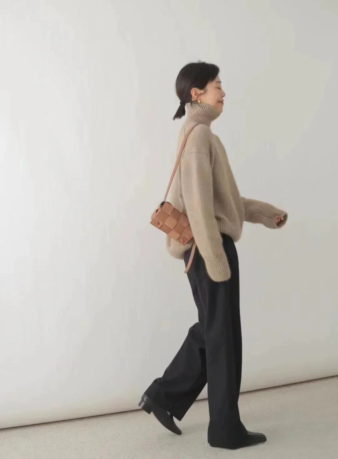 Cozy coltrui voor dames met oversized pasvorm en kaki kleur