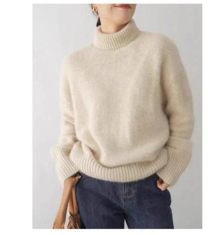 Cozy coltrui voor dames met oversized pasvorm en kaki kleur
