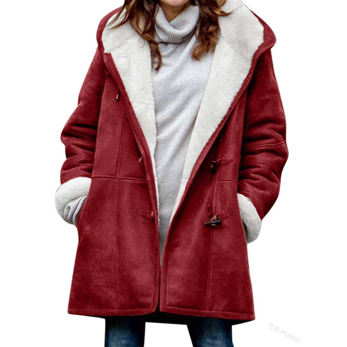 Cozy Dames Duffle Coat met Kap en Warme Voering voor Koude Dagen