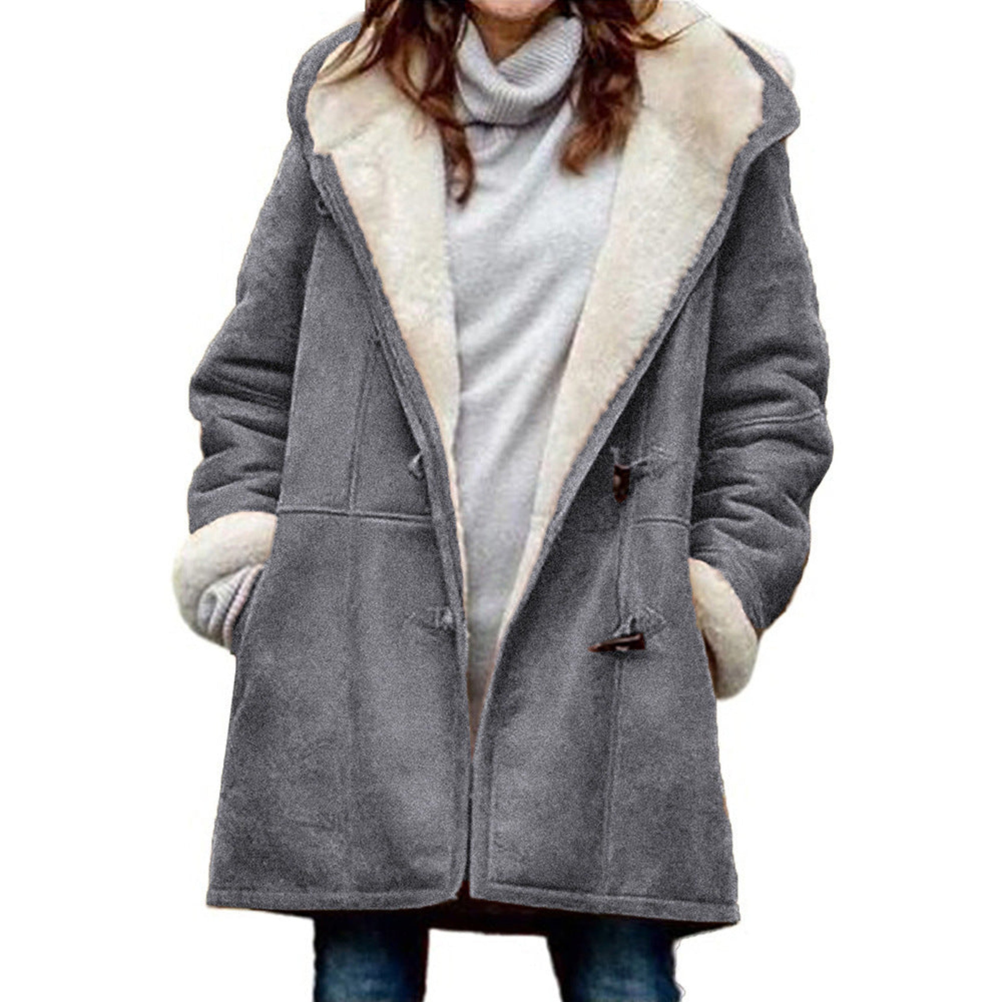 Cozy Dames Duffle Coat met Kap en Warme Voering voor Koude Dagen