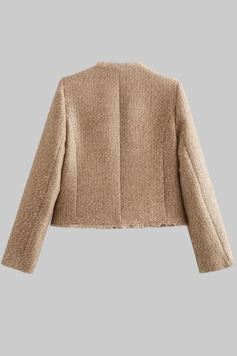 Dames Blazer van Tweed Stof met Knoopsluiting voor een Stijlvolle Look