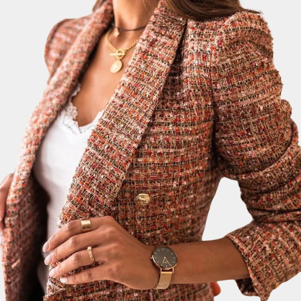 Damesblazer met Klassiek Ruitpatroon en Slanke Pasvorm
