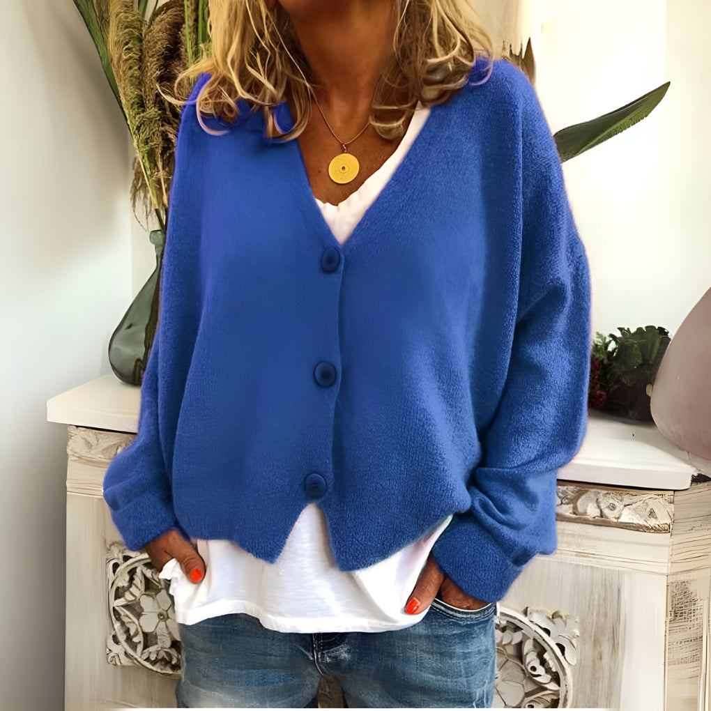 Dames gebreide cardigan met zachte stof