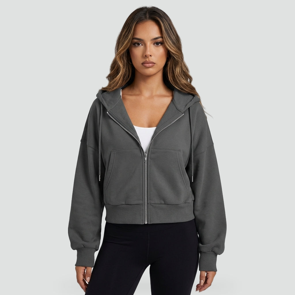 Dames Hoodie met Rits en Capuchon