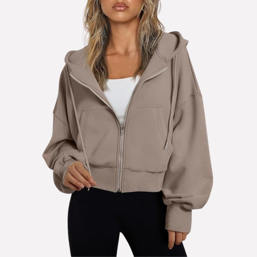 Dames Hoodie met Rits en Capuchon