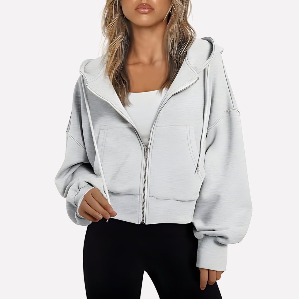 Dames Hoodie met Rits en Capuchon