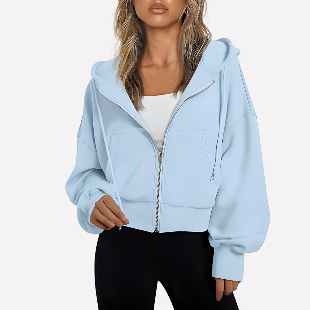 Dames Hoodie met Rits en Capuchon