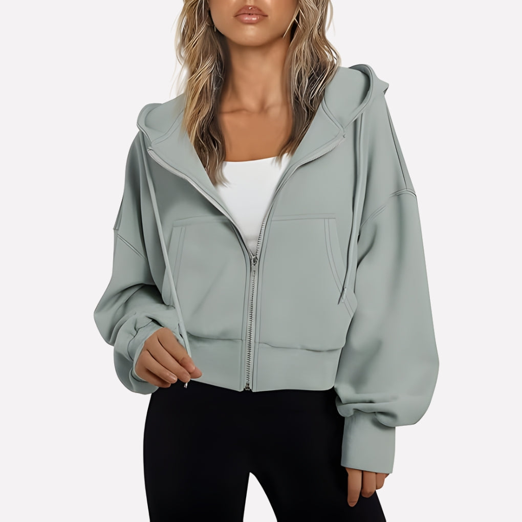 Dames Hoodie met Rits en Capuchon