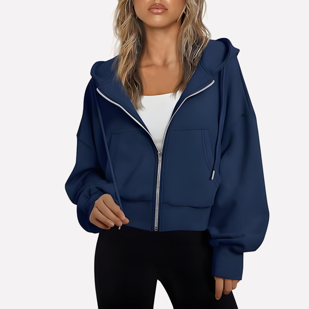 Dames Hoodie met Rits en Capuchon