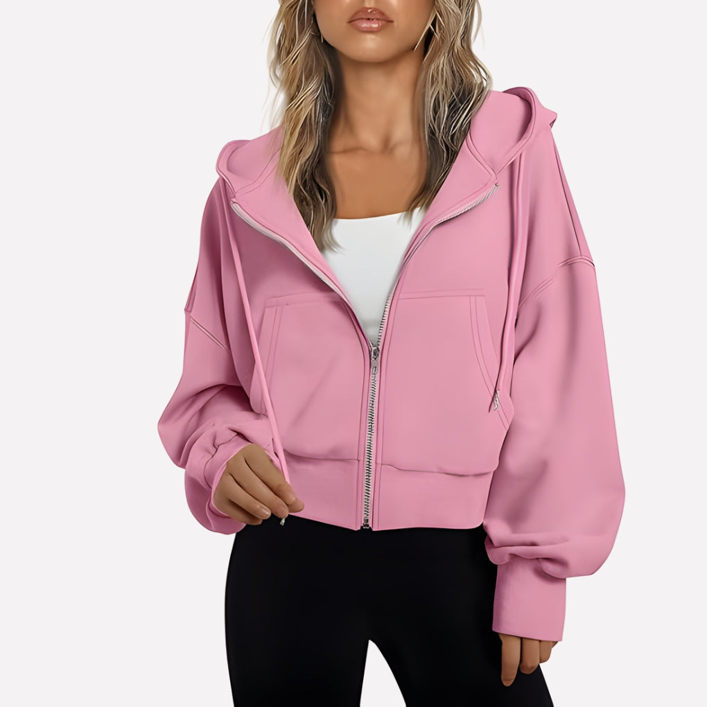 Dames Hoodie met Rits en Capuchon