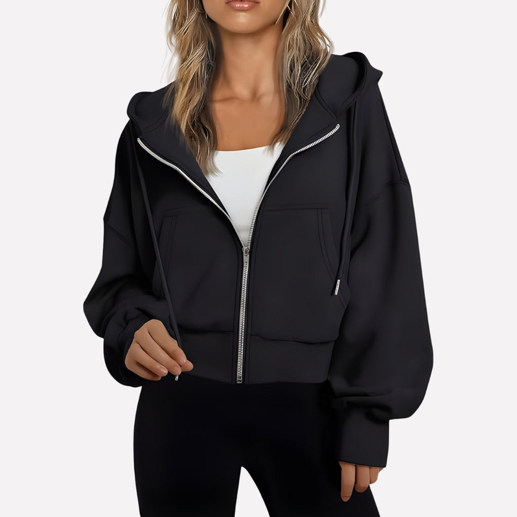 Dames Hoodie met Rits en Capuchon