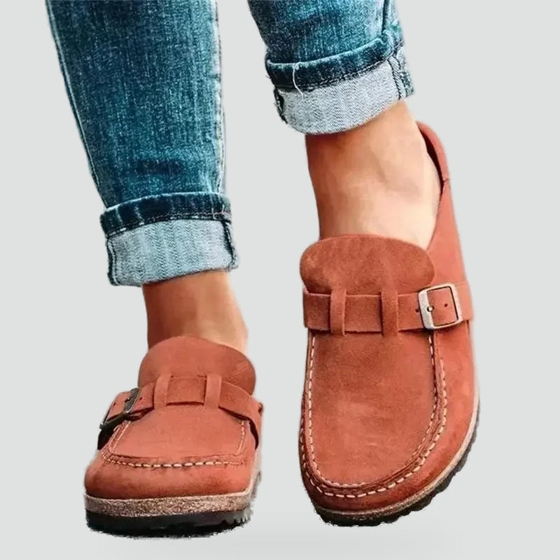Dames Loafers met Retro Gesp en Suède Afwerking