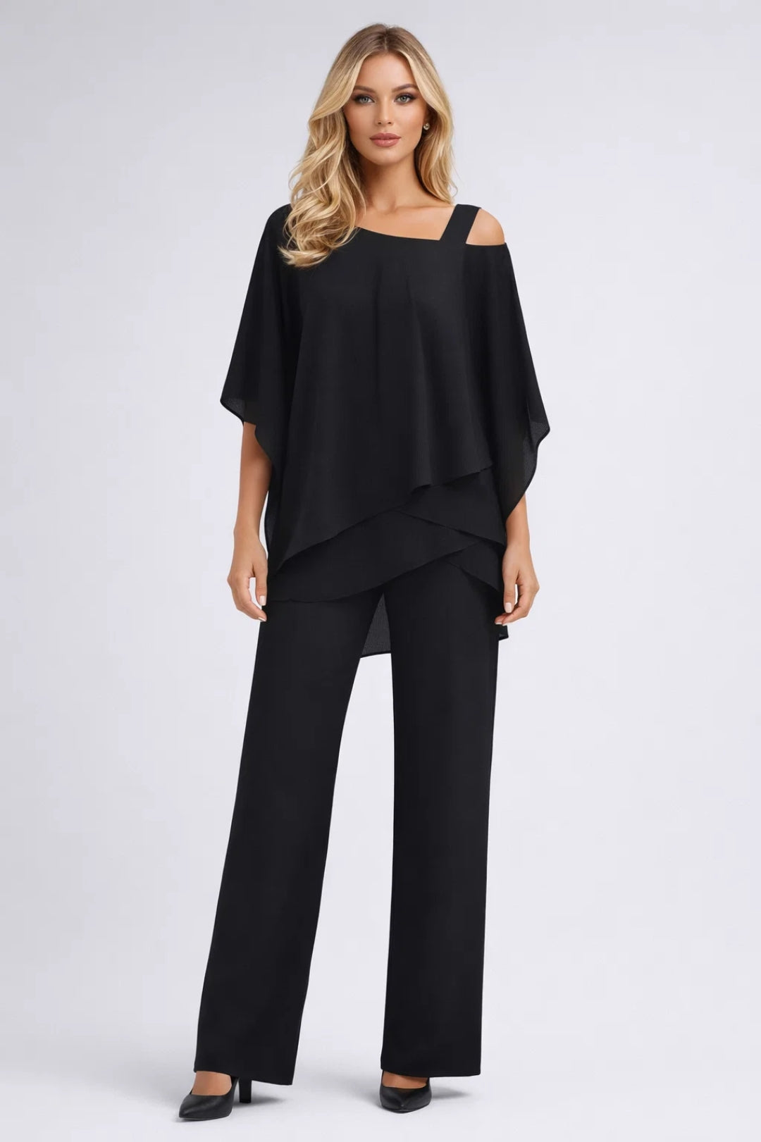 Dames Set Wijde Top Rechte Broek Feestelijk Elegant