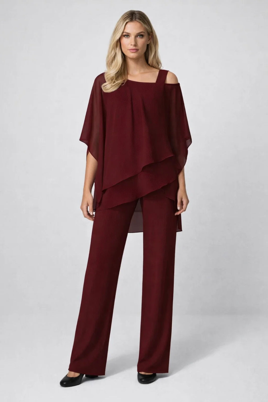 Dames Set Wijde Top Rechte Broek Feestelijk Elegant