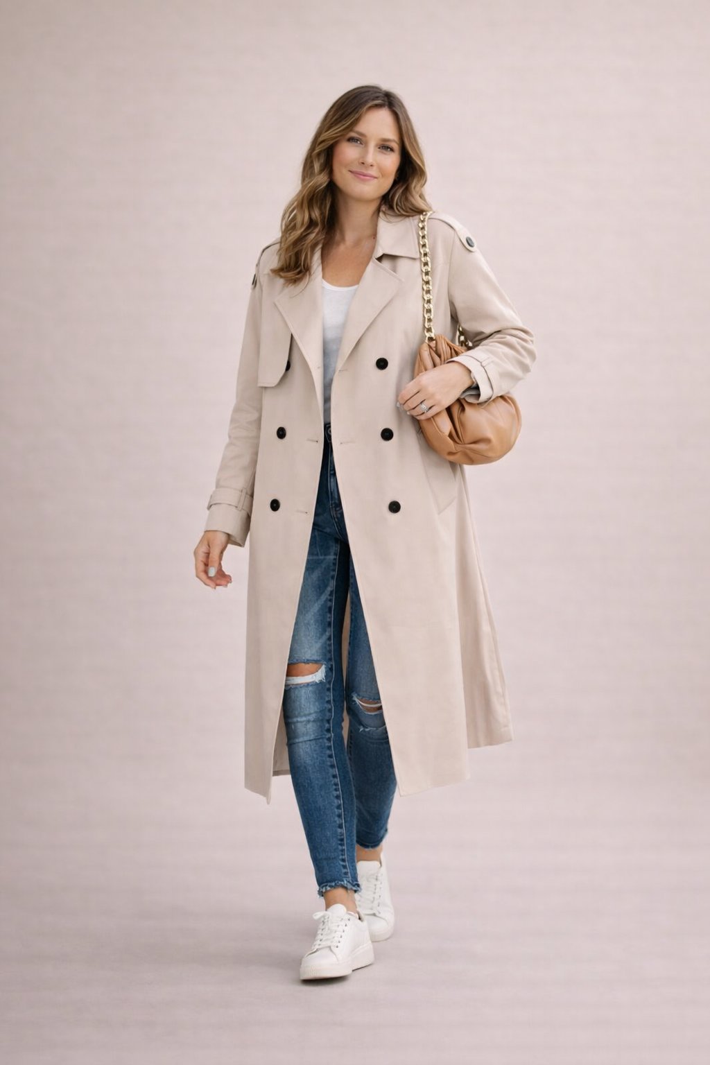 Dames Trenchcoat Dubbelrijige Sluiting Met Ceintuur Casual Formeel