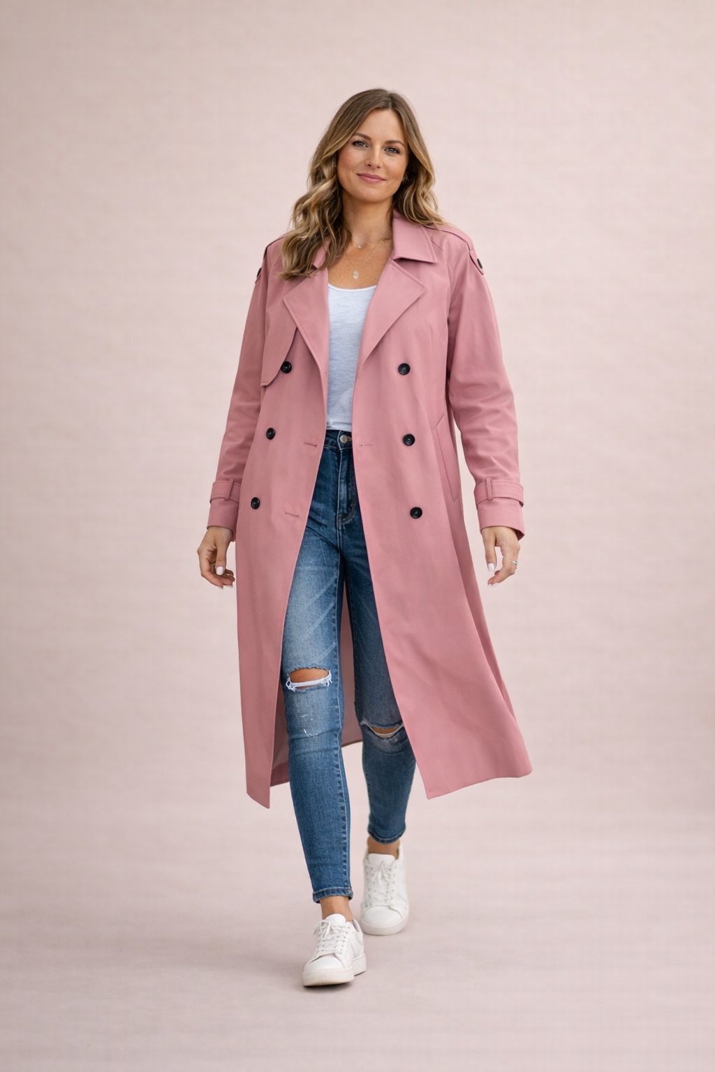 Dames Trenchcoat Dubbelrijige Sluiting Met Ceintuur Casual Formeel